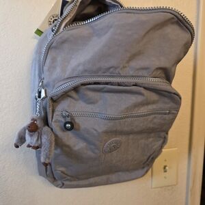 Kipling Taupe Backpack with Monkey Keychain